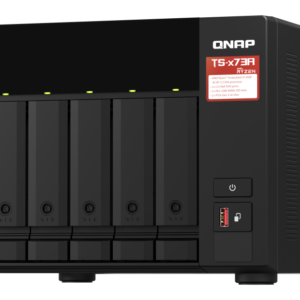 Servidor NAS QNAP TS-673A-8G com AMD Ryzen V1500B, 8GB DDR4, 6 Baias, 2x 2.5GbE, Expansão PCIe e Suporte a QTS/QuTS hero