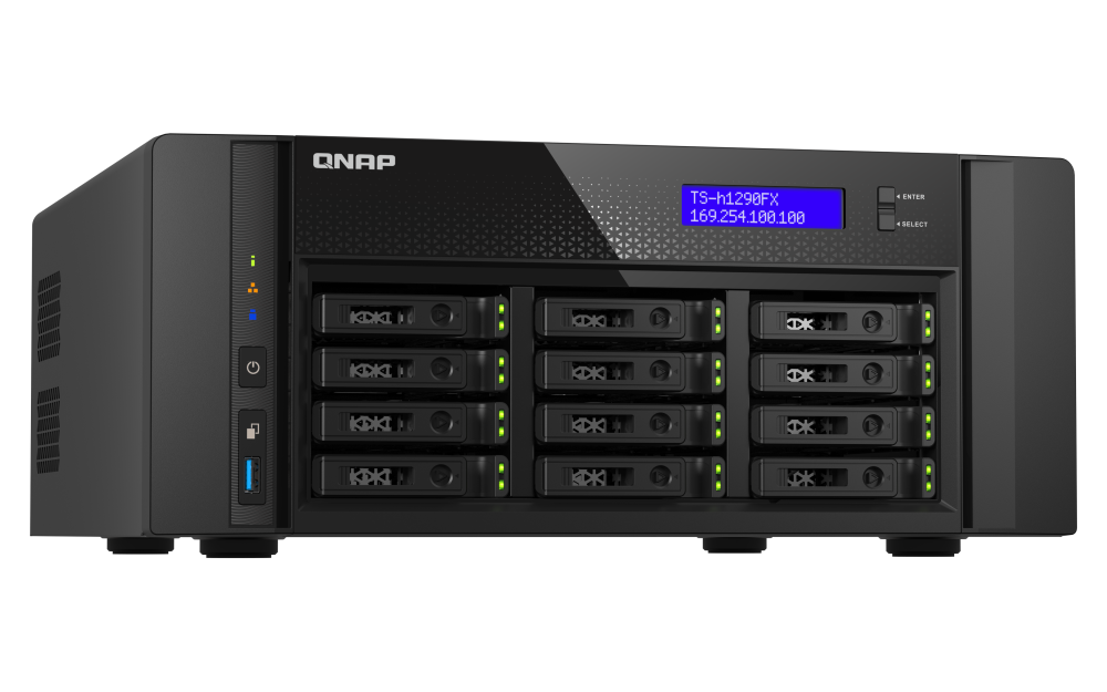 QNAP TS-h1290FX-7302P-128G - Storage NAS Enterprise All-Flash 12 Baias com AMD EPYC 16-Core - Imagem 5