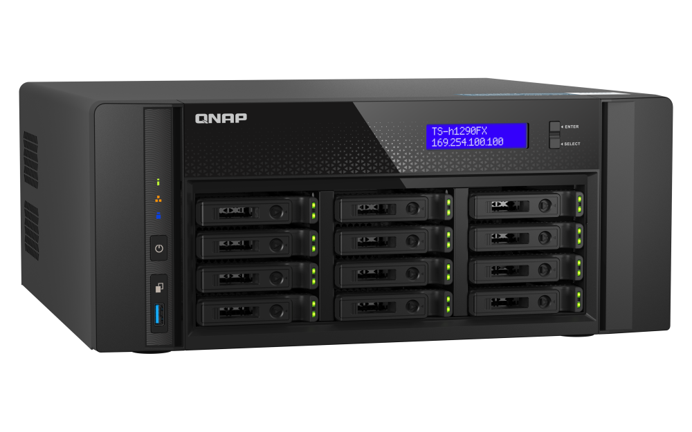 QNAP TS-h1290FX-7302P-128G - Storage NAS Enterprise All-Flash 12 Baias com AMD EPYC 16-Core - Imagem 4