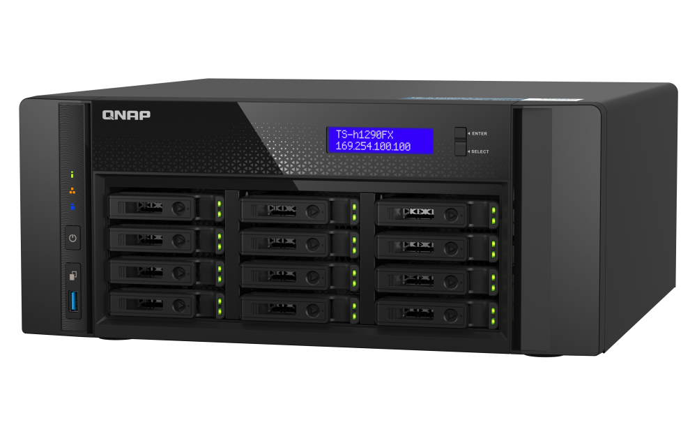 QNAP TS-h1290FX-7302P-128G - Storage NAS Enterprise All-Flash 12 Baias com AMD EPYC 16-Core - Imagem 3