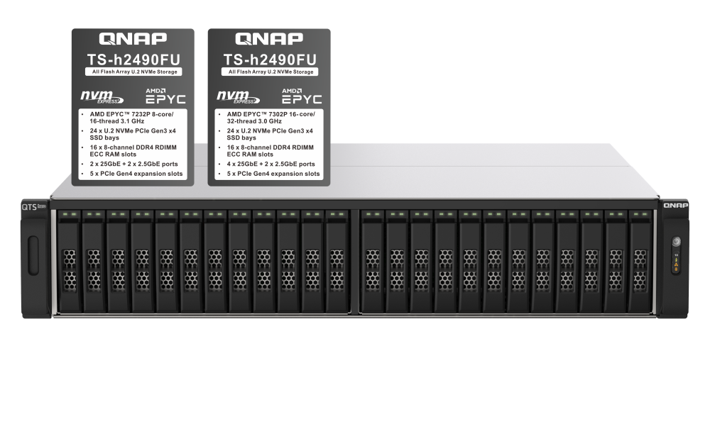 QNAP TS-h2490FU-7232P-64G – Storage NVMe Enterprise 64GB com AMD EPYC 7232P