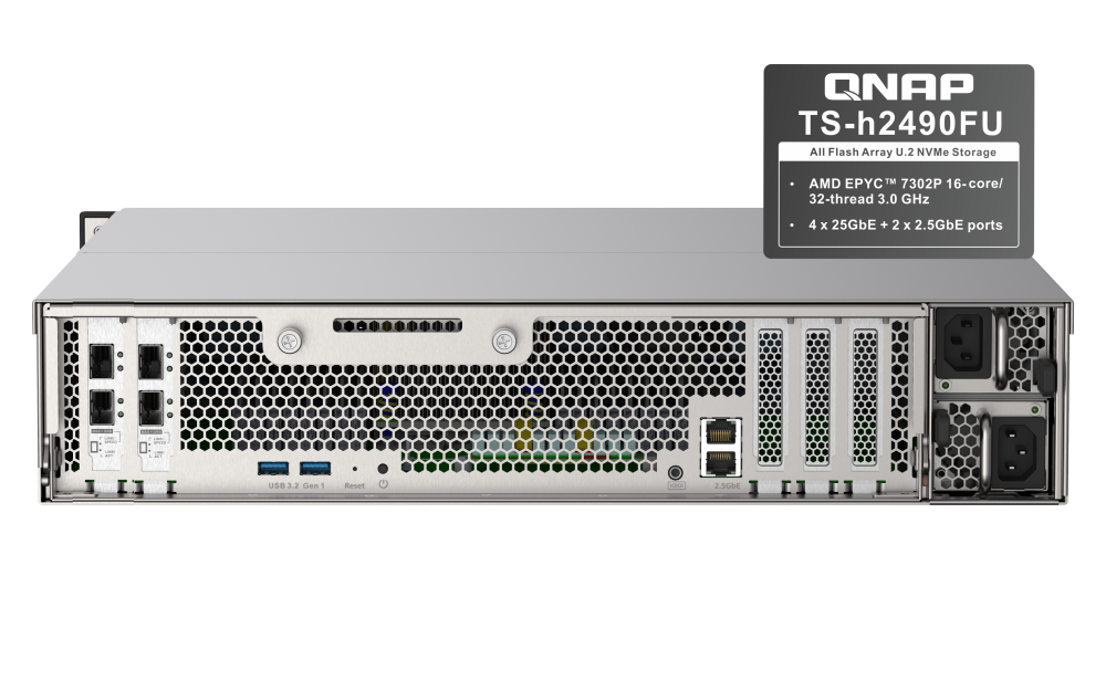 QNAP TS-h2490FU-7232P-64G - Storage NVMe Enterprise 64GB com AMD EPYC 7232P - Imagem 10