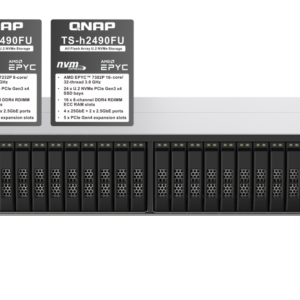 QNAP TS-h2490FU-7302P-256G - Storage NVMe Enterprise 256GB com AMD EPYC 7302P