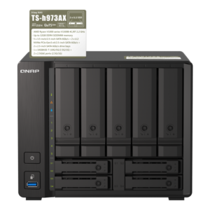 Servidor NAS QNAP TS-h973AX-8G – 9 Baias, AMD Ryzen, 10GbE, U.2 NVMe, ZFS