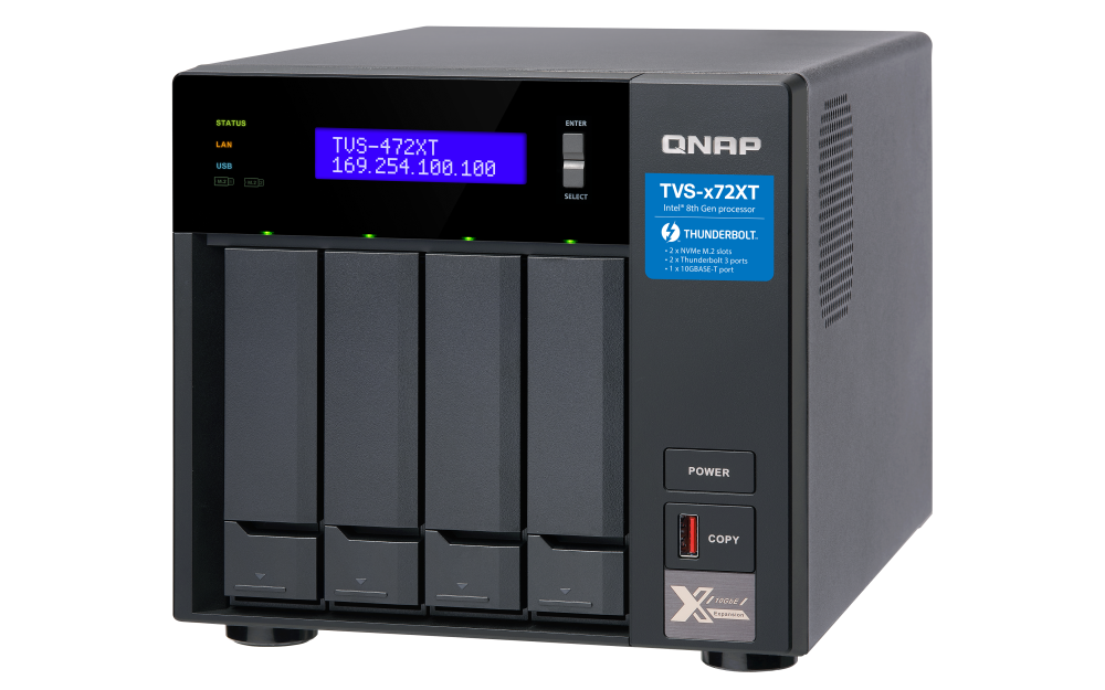 QNAP TVS-472XT-i3-4G - Storage NAS Profissional com Thunderbolt 3 | Vircos