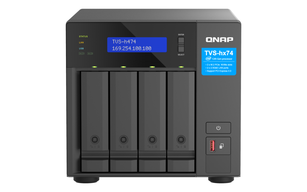 QNAP TVS-h474-PT-8G NAS Intel Pentium G7400, 8GB DDR4, 4 Baias, 2.5GbE, HDMI - Imagem 7