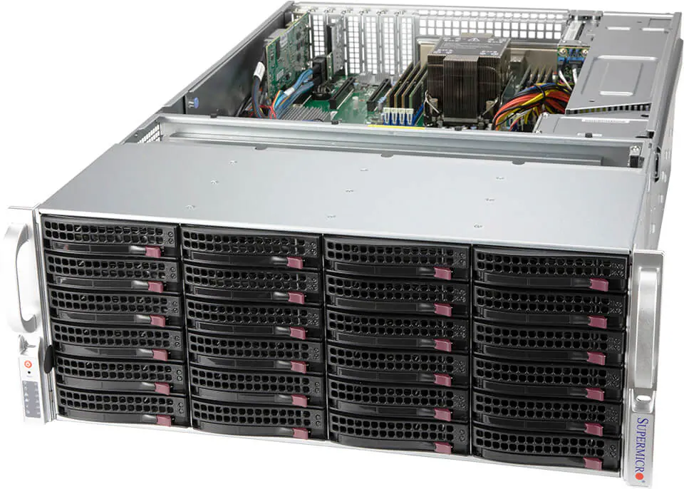 Servidor Supermicro SSG-540P-E1CTR36L 4U com 36 Baias 3,5″ SAS/SATA, Xeon Scalable, 2x 10GbE, PCIe 4.0