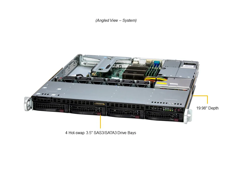 Servidor Supermicro SuperServer SYS-511R-M – 1U, Xeon E-2400, 4 Baias Hot-Swap, PCIe 5.0, DDR5 ECC, 2x GbE - Imagem 6