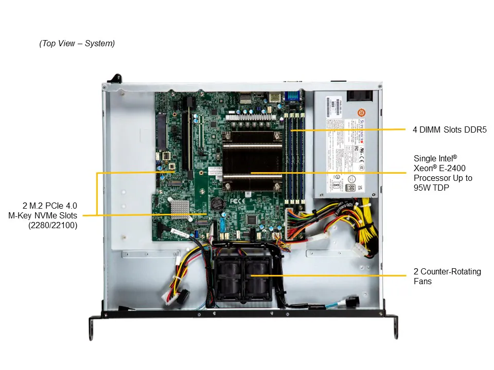 Servidor Supermicro SuperServer SYS-511R-ML 1U com Xeon E-2400, DDR5 ECC e Fonte 350W Platinum - Imagem 5