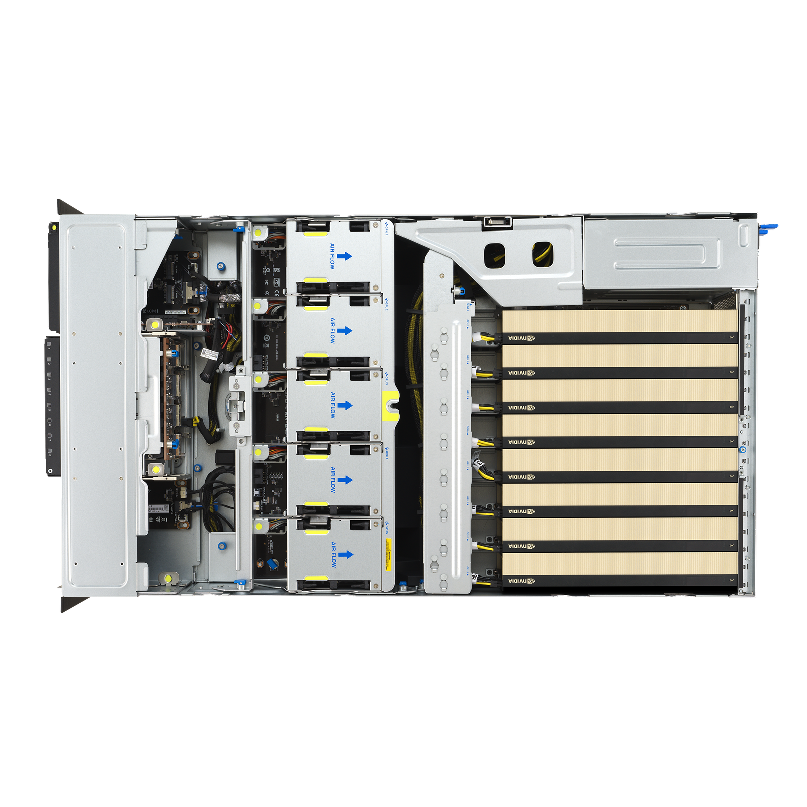 ASUS ESC8000-E12 – Servidor GPU 4U com 8x GPUs NVIDIA H200 / RTX 6000 Blackwell / Intel Gaudi 3, Dual Intel Xeon 6, DDR5 e NVMe PCIe 5.0 - Imagem 14