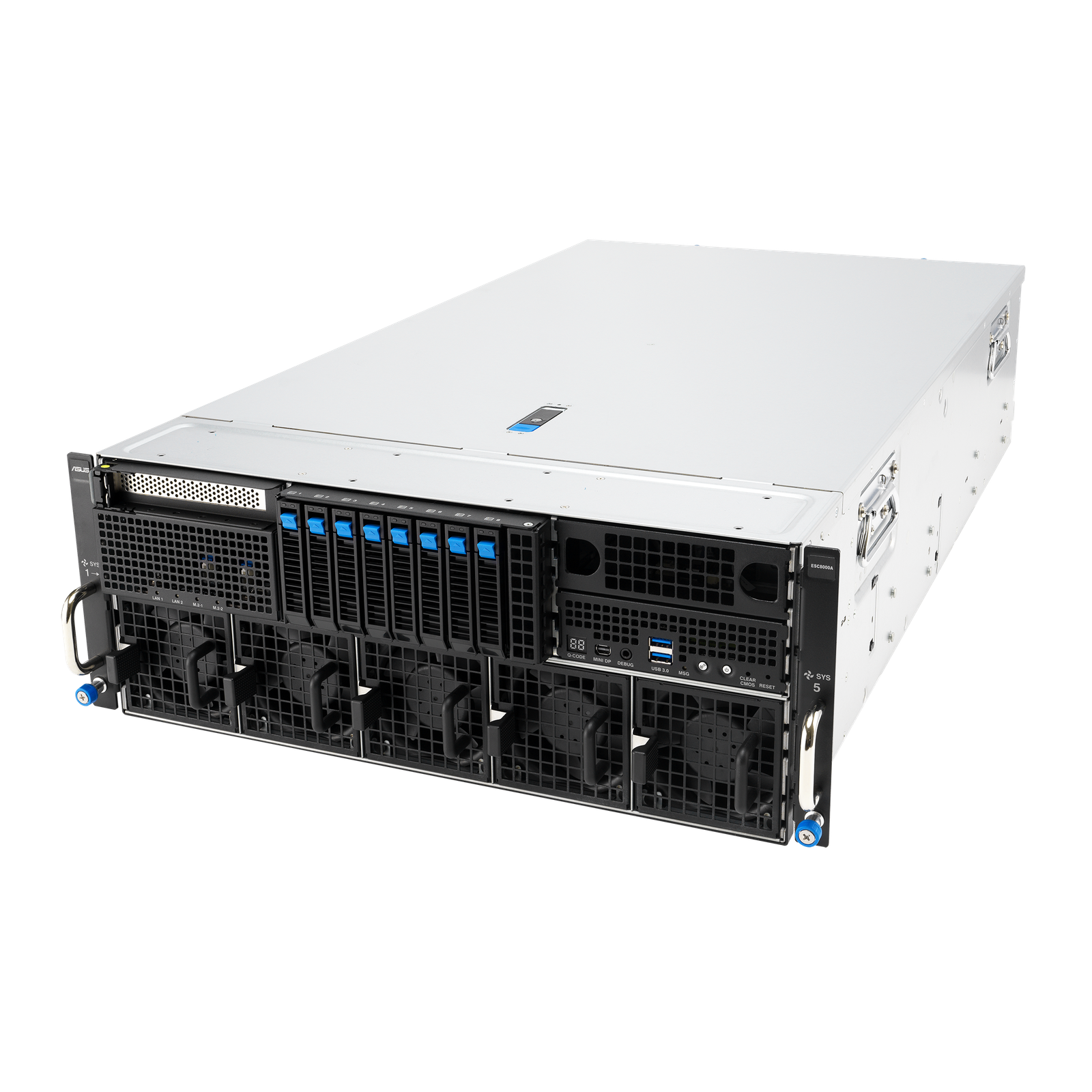ASUS ESC8000A-E13 — Servidor GPU 4U com Dual AMD EPYC 9005, Suporte a 8 GPUs NVIDIA H200 ou RTX PRO 6000, PCIe 5.0 e DDR5 6400MHz