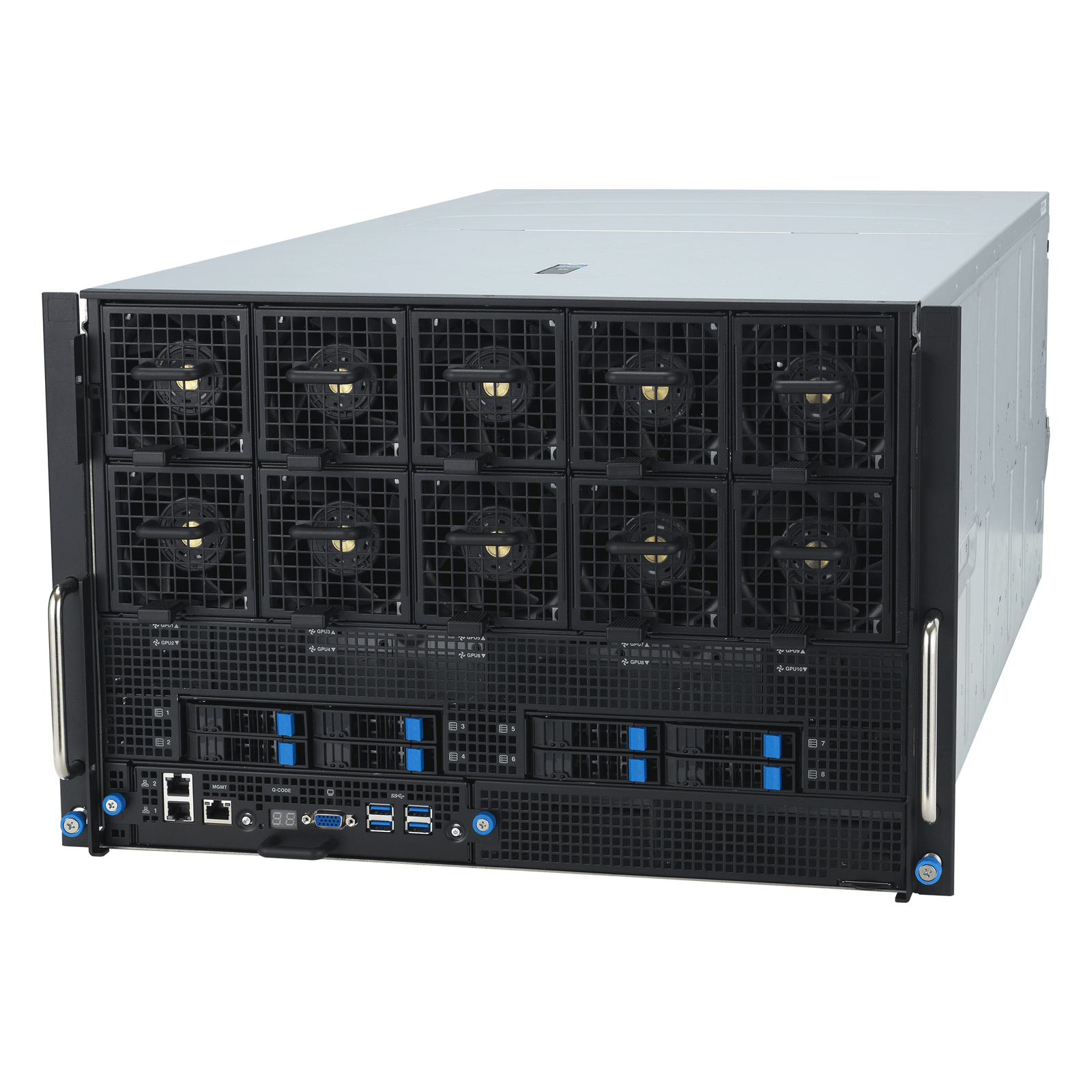 ASUS ESC A8A-E12U – Servidor GPU 7U com 8 AMD Instinct™ MI325X, Dual AMD EPYC™ 9005, 11 PCIe, 24 DIMMs e 10 NVMe