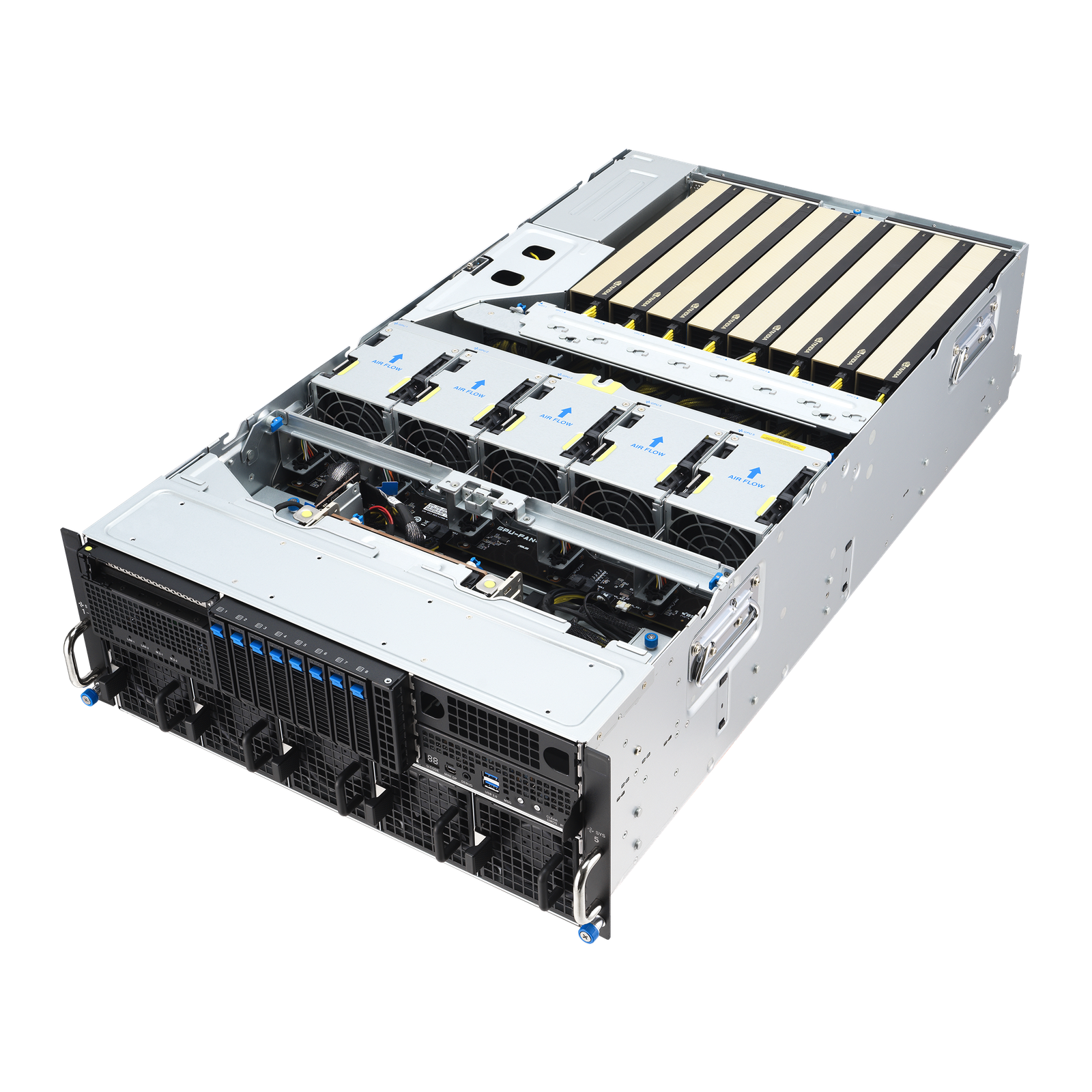 ASUS ESC8000A-E13P – Servidor GPU 4U AMD EPYC 9005 com 8x NVIDIA H200 / RTX 6000 Blackwell e PCIe 5.0 - Imagem 9