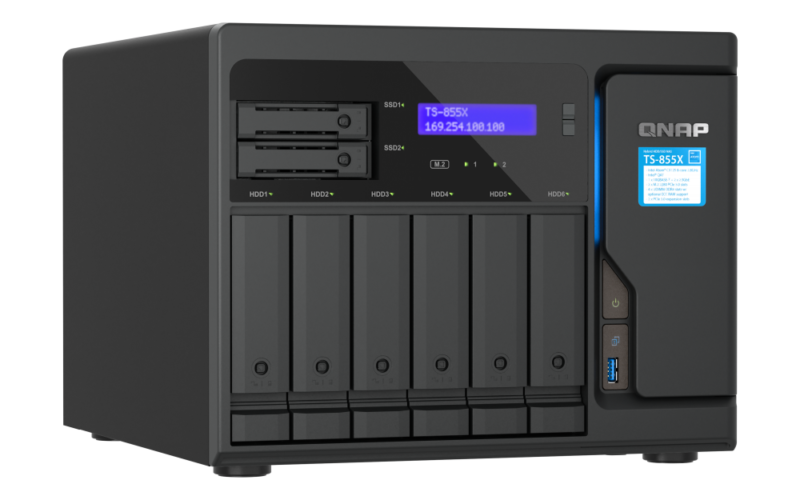 QNAP TS-855X-8G NAS Intel Atom 8 Núcleos, 6 Baias HDD, 2 Baias SSD, 10GbE