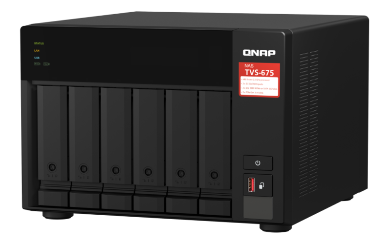 QNAP TVS-675-8G NAS Torre, 6 Baias, 8GB DDR4, 2x 2.5GbE, HDMI 4K - Imagem 3