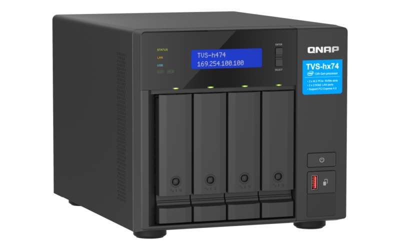 QNAP TVS-h474-PT-8G NAS Intel Pentium G7400, 8GB DDR4, 4 Baias, 2.5GbE, HDMI - Imagem 6