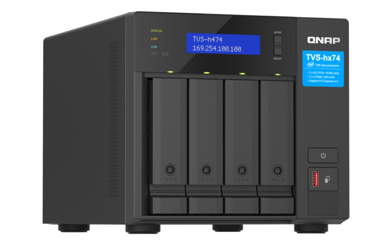 QNAP TVS-h474-PT-8G NAS Intel Pentium G7400, 8GB DDR4, 4 Baias, 2.5GbE, HDMI - Imagem 5