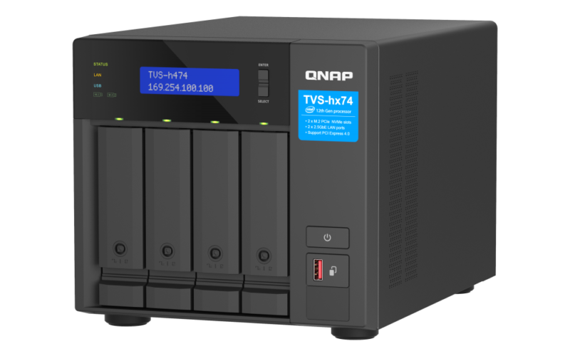 QNAP TVS-h474-PT-8G NAS Intel Pentium G7400, 8GB DDR4, 4 Baias, 2.5GbE, HDMI - Imagem 3