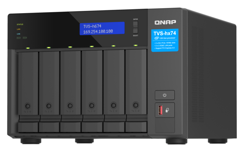 QNAP TVS-h474-PT-8G NAS Intel Pentium G7400, 8GB DDR4, 4 Baias, 2.5GbE, HDMI