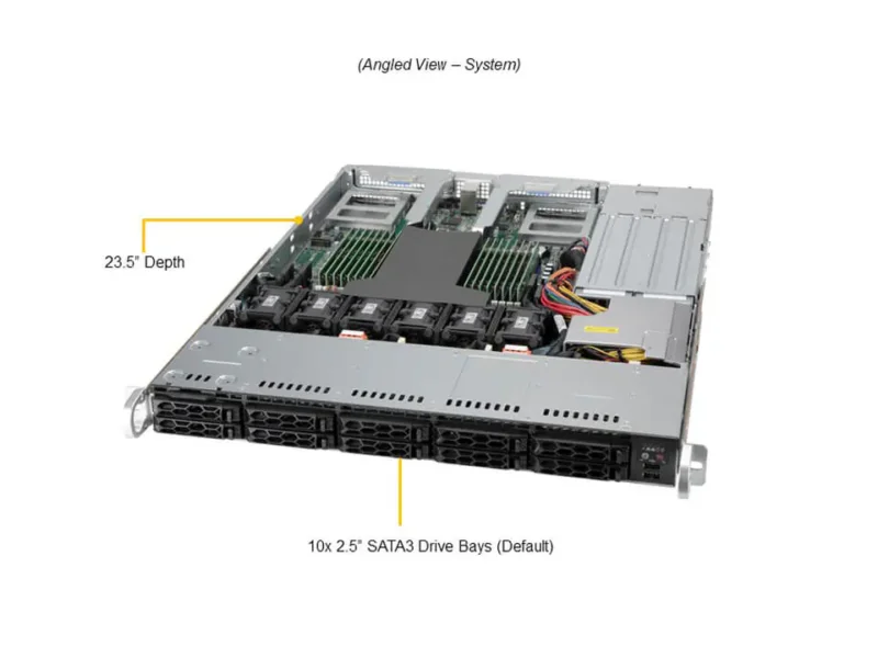 Servidor Supermicro A+ AS-1114CS-TNR 1U, AMD EPYC, 10 Baias Hot-Swap, 2 PCIe 4.0 x16 - Imagem 6