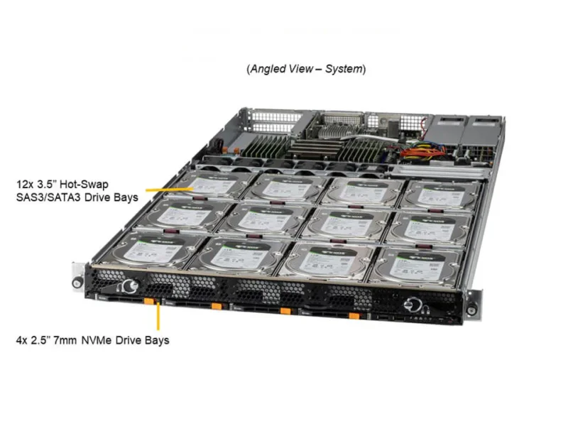 Servidor Supermicro A+ ASG-1014S-ACR12N4H 1U AMD EPYC, 12x 3.5" SAS/SATA, 4x NVMe, Dual 10G, PCIe 4.0, Redundante - Imagem 6
