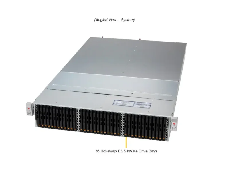 Supermicro SuperServer SSG-229J-5BE36JBF 2U 36-Bay NVMe E3.S, PCIe 5.0, GPU/DPU, All-Flash - Imagem 6