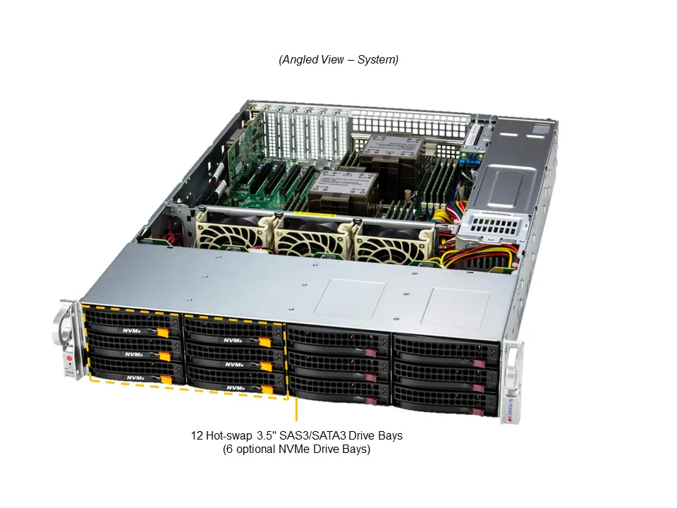 Servidor Supermicro SSG-621E-ACR12L 2U 12 Baias 5ª Geração Xeon Dual Socket, até 4TB DDR5, 2x 10GbE, Redundante - Imagem 6
