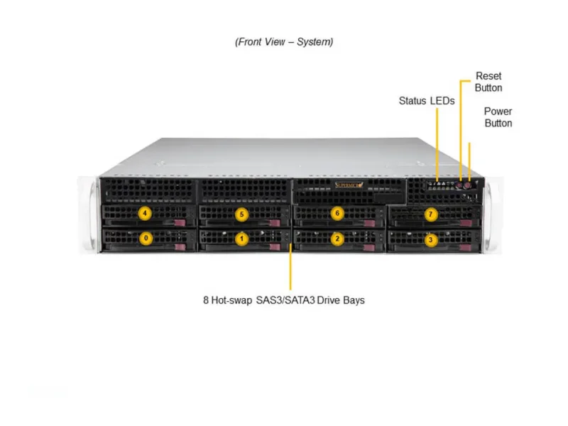 Servidor Supermicro SYS-520P-WTR 2U Intel Xeon Scalable, 8 Baias Hot-Swap, 10GbE, PCIe 4.0 - Imagem 4