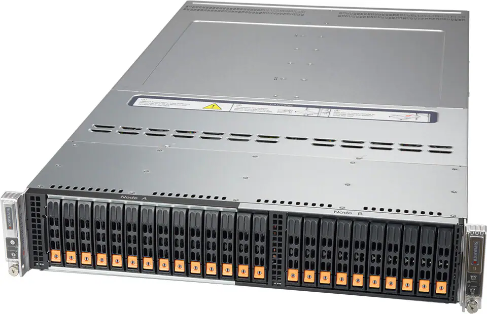 Servidor Supermicro BigTwin SYS-220BT-DNC8R 2U 2-Node, 12 Baias NVMe por Nó, Dual Xeon Scalable