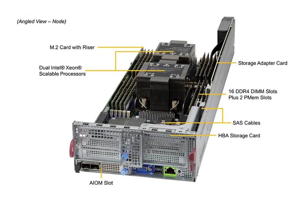 Servidor Supermicro BigTwin SYS-220BT-DNC8R 2U 2-Node, 12 Baias NVMe por Nó, Dual Xeon Scalable - Imagem 5
