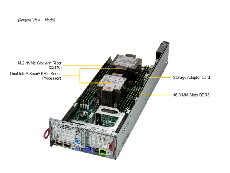 Servidor Supermicro SYS-222BT-DNR 2U 2 Nós, 12x NVMe por Nó, Xeon 6700/6500, DDR5, PCIe 5.0, Alta Performance HPC/IA - Imagem 5