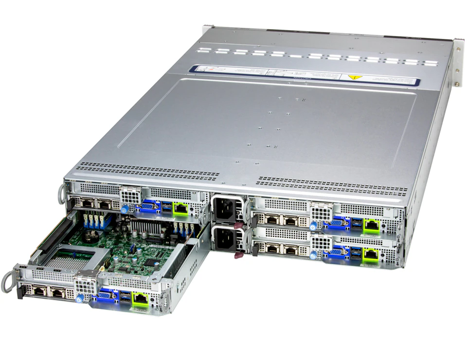 Servidor Supermicro BigTwin SYS-222BT-HNR 2U 4 Nós, 6x NVMe por Nó, Xeon 6700/6500, DDR5, Redundante