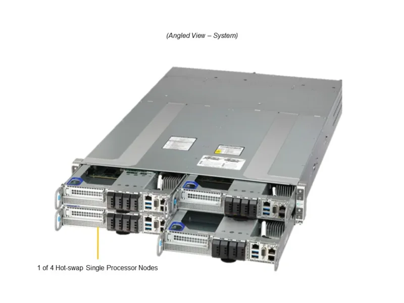 Servidor Supermicro SYS-212GT-HNF 2U GrandTwin com 4 Nós, 8x NVMe E1.S por Nó, Xeon 6, DDR5 até 4TB - Imagem 4
