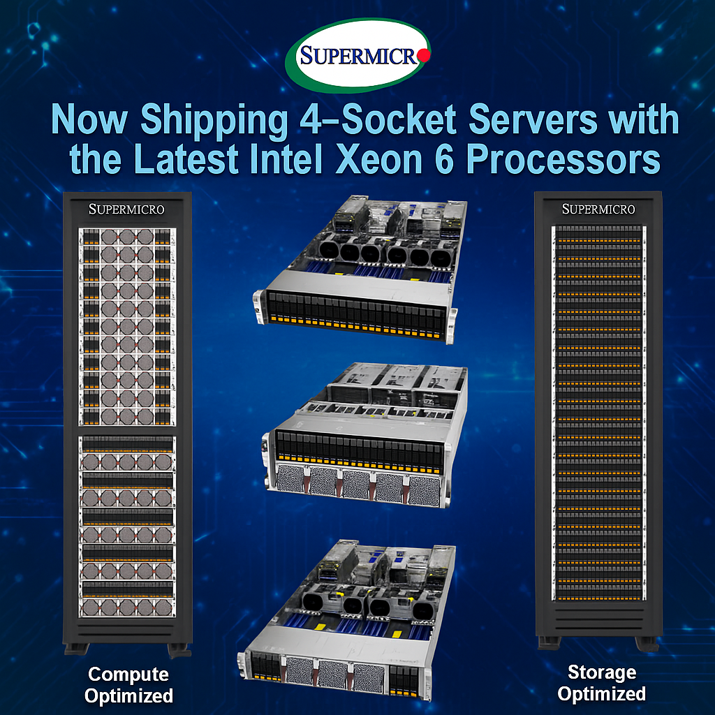 Servidores Supermicro X14 4 Soquetes com Intel Xeon 6