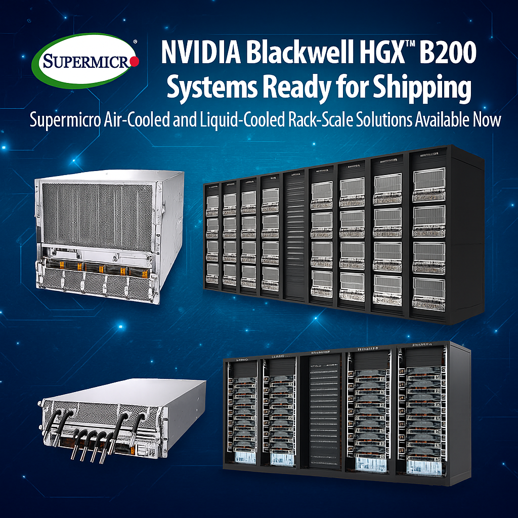Supermicro acelera IA com rack NVIDIA Blackwell HGX B200