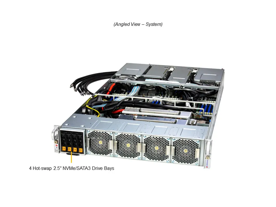 Supermicro SYS-221GE-TNHT-LCC 2U Liquid-Cooled com NVIDIA HGX H100/H200 4-GPU e Intel Xeon 5ª/4ª Geração - Imagem 2