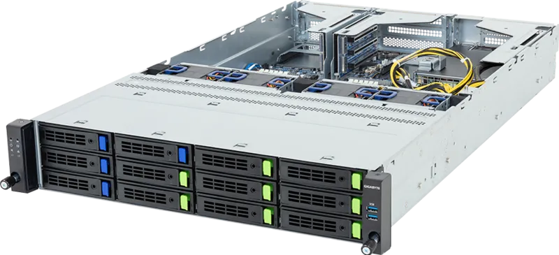 GIGABYTE R263-Z38-AAL1 — Servidor Rack 2U com AMD EPYC™ 9005/9004, 3x GPUs PCIe Gen5, 12x DDR5, 2700W Redundante - Imagem 4