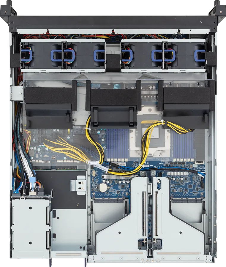 GIGABYTE Edge Server E263-Z34-AAJ1 – 2U, AMD EPYC™ 9005/9004, 2x PCIe Gen5 GPUs, 12 DIMMs DDR5, 2x NVMe/SATA/SAS Hot-Swap - Imagem 3