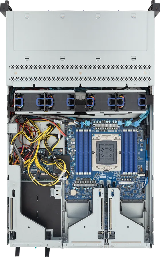 GIGABYTE R263-Z38-AAL1 — Servidor Rack 2U com AMD EPYC™ 9005/9004, 3x GPUs PCIe Gen5, 12x DDR5, 2700W Redundante - Imagem 3