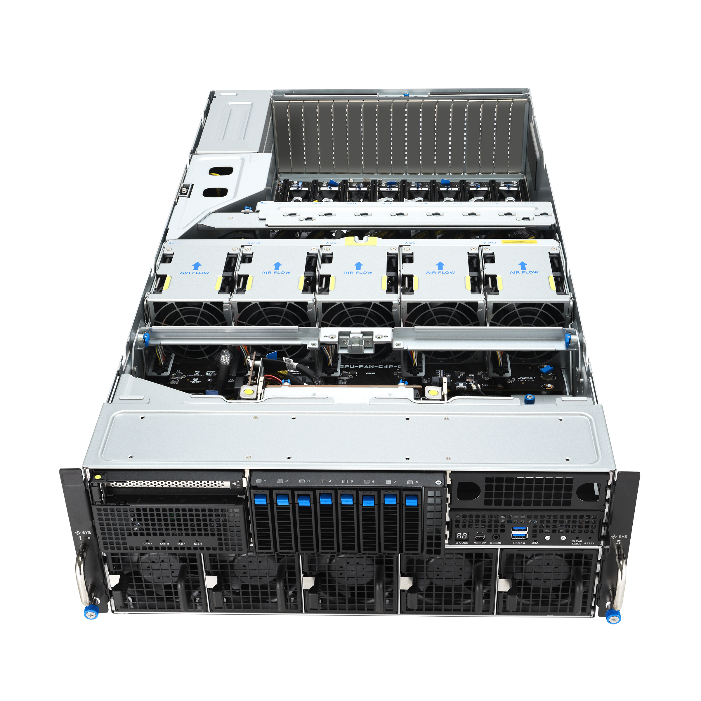 ASUS ESC8000A-E13 — Servidor GPU 4U com Dual AMD EPYC 9005, Suporte a 8 GPUs NVIDIA H200 ou RTX PRO 6000, PCIe 5.0 e DDR5 6400MHz - Imagem 10