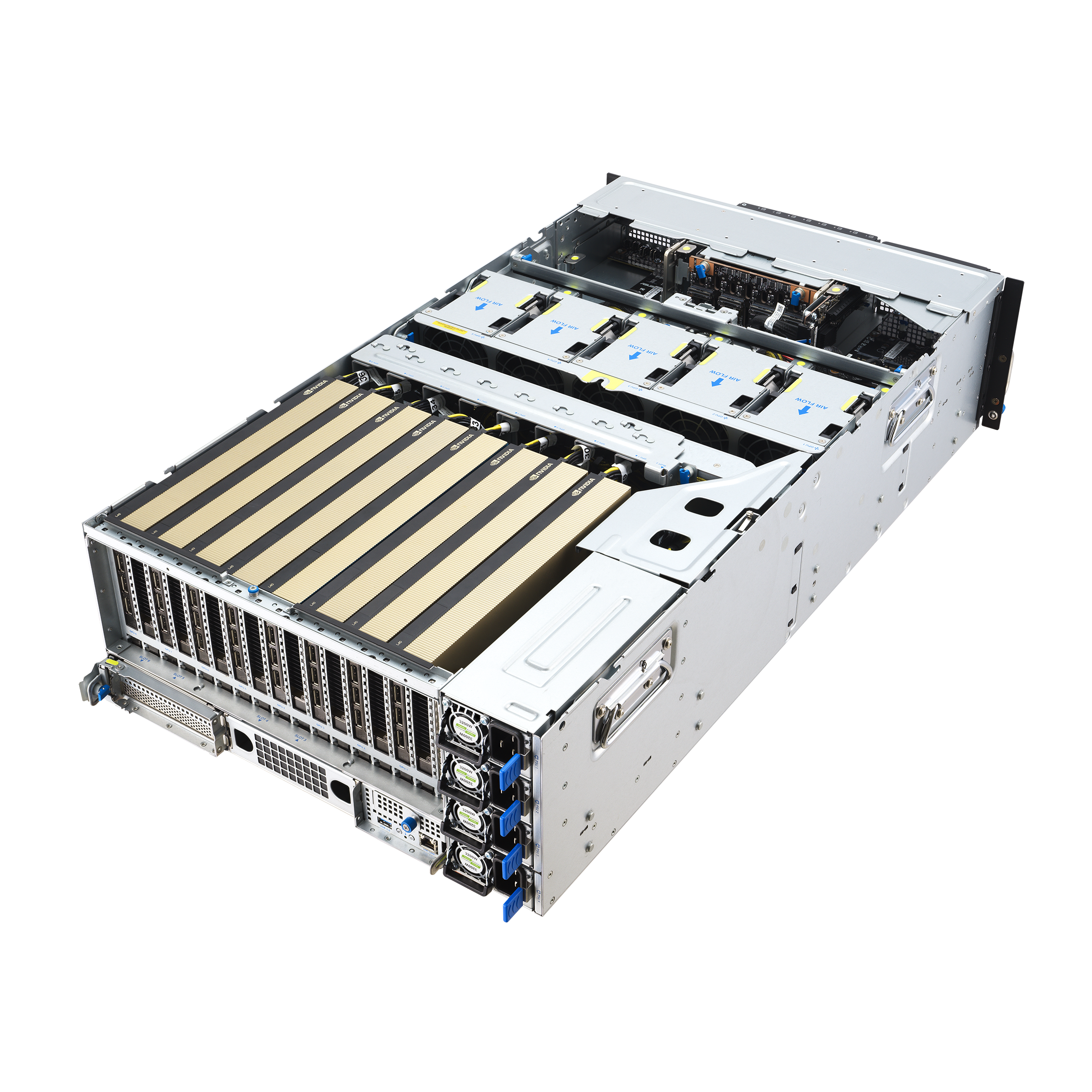 ASUS ESC8000A-E13 — Servidor GPU 4U com Dual AMD EPYC 9005, Suporte a 8 GPUs NVIDIA H200 ou RTX PRO 6000, PCIe 5.0 e DDR5 6400MHz - Imagem 11