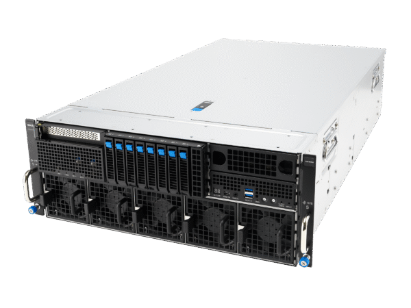 ASUS ESC8000A-E13 — Servidor GPU 4U com Dual AMD EPYC 9005, Suporte a 8 GPUs NVIDIA H200 ou RTX PRO 6000, PCIe 5.0 e DDR5 6400MHz