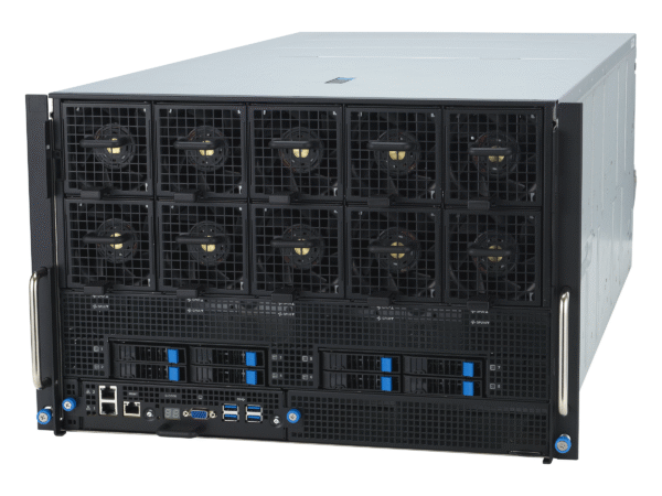 ASUS ESC A8A-E12U – Servidor GPU 7U com 8 AMD Instinct™ MI325X, Dual AMD EPYC™ 9005, 11 PCIe, 24 DIMMs e 10 NVMe