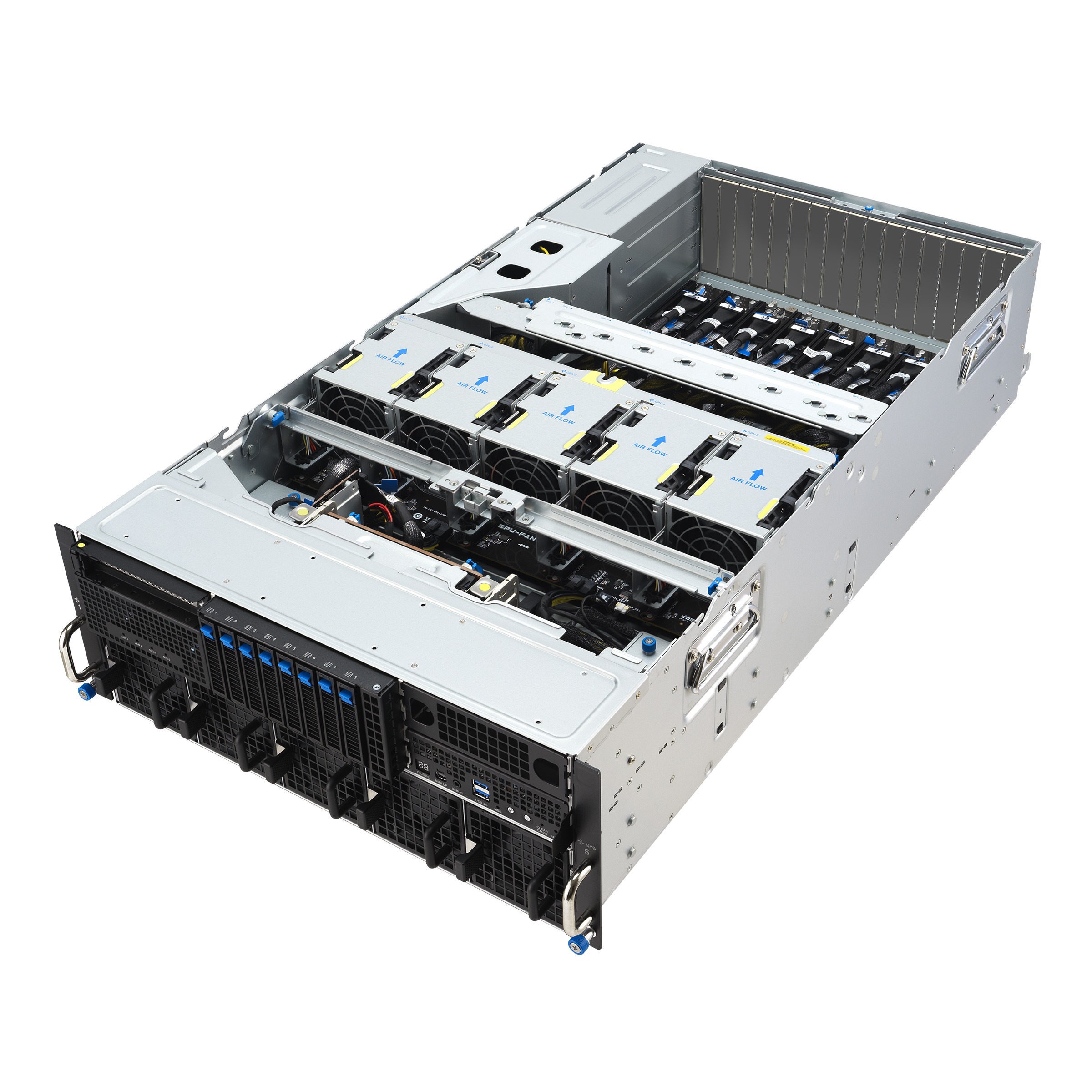 ASUS ESC8000-E12 – Servidor GPU 4U com 8x GPUs NVIDIA H200 / RTX 6000 Blackwell / Intel Gaudi 3, Dual Intel Xeon 6, DDR5 e NVMe PCIe 5.0 - Imagem 4