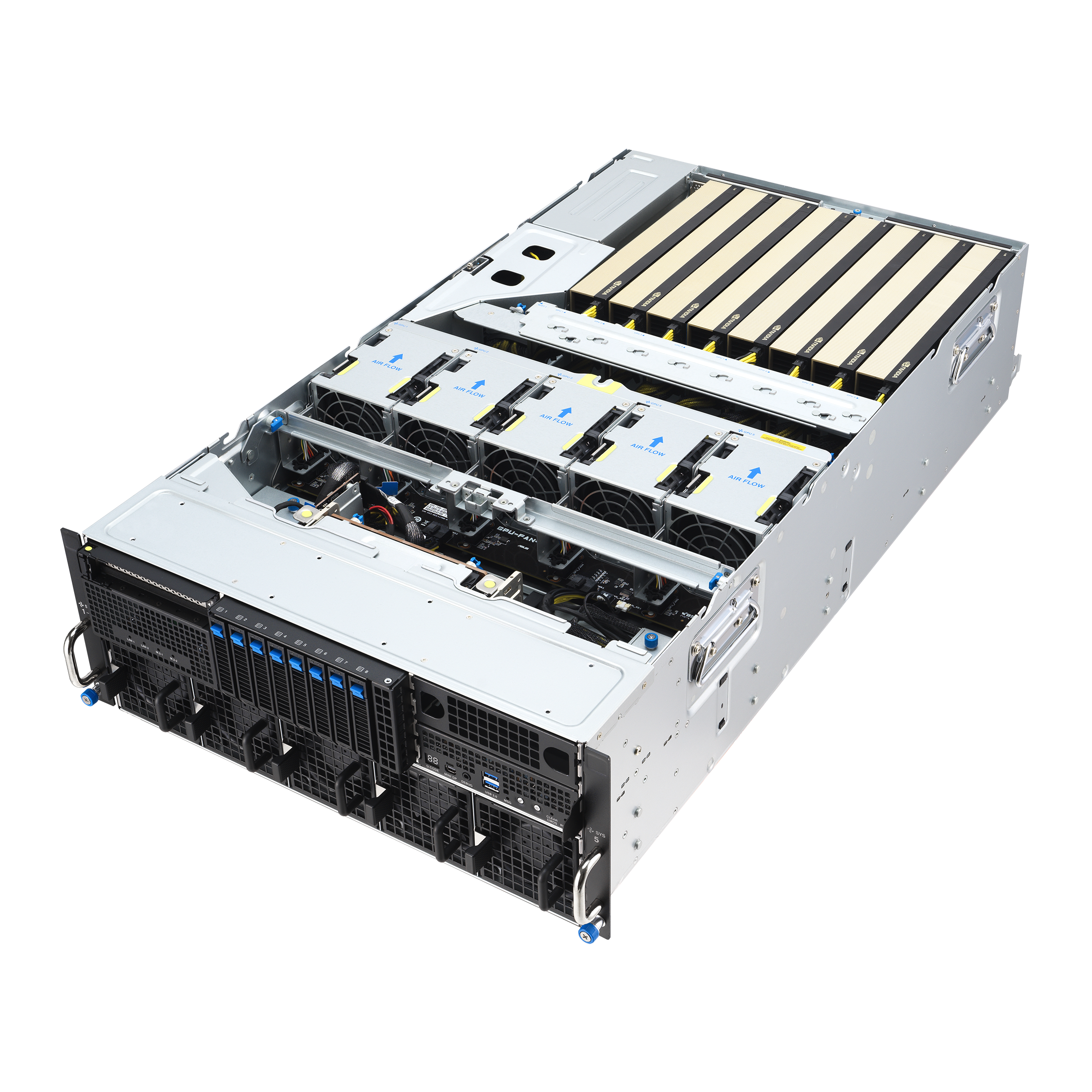 ASUS ESC8000A-E13P – Servidor GPU 4U AMD EPYC 9005 com 8x NVIDIA H200 / RTX 6000 Blackwell e PCIe 5.0 - Imagem 9