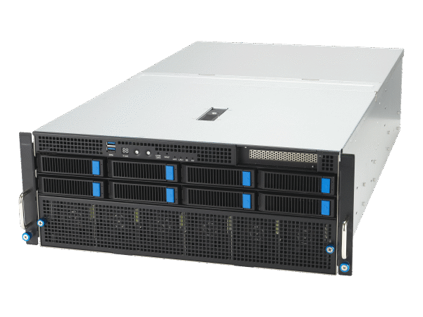 Servidor ASUS ESC8000-E11 – 4U Dual Socket, 5ª Geração Intel Xeon Scalable, até 8 GPUs, PCIe 5.0, NVMe, Fonte 3000W Titanium