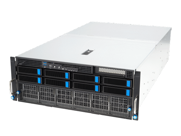 ASUS ESC8000A-E12P – Servidor GPU 4U Dual AMD EPYC 9004 com 8 GPUs, PCIe 5.0 e Fonte 3000W Titanium