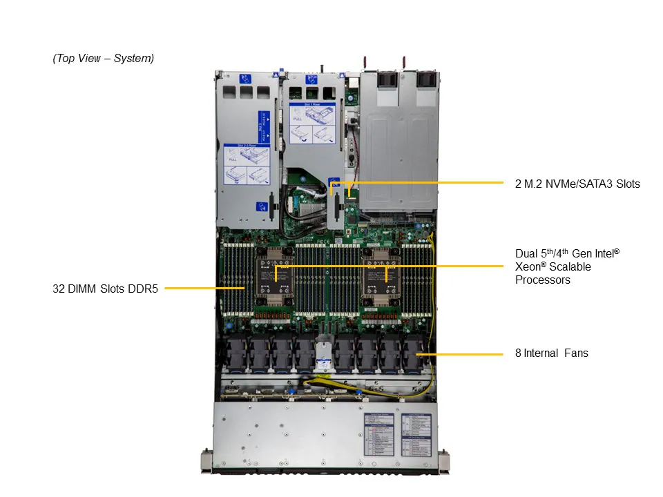 Servidor Supermicro SuperServer SYS-121H-TNR 1U, 8 Baias NVMe/SAS/SATA, Dual Xeon Gen 5/4, PCIe 5.0, NVIDIA Gold - Imagem 6
